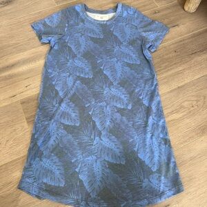 Sol Angeles Blue Leaf Print T-Shirt Dress